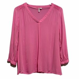 Elle 3/4 Sleeve V-Neck Pink Blouse